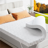 Zibroges memory foam topper closeup showing cooling gel and breathable surface