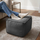 ZICOTO Beautiful Boucle Pouf Ottoman in dark gray, stylish footrest for cozy living spaces.