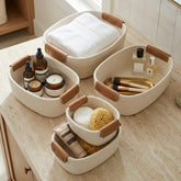 ZICOTO storage basket set of five, front view, showcasing organized shelves.