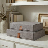 ZICOTO decorative photo storage boxes with lids, front view, ideal for stylish photo organization