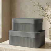 ZICOTO decorative storage box large gray with lid on a shelf, ideal for tidy documents.