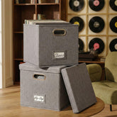 ZICOTO vinyl storage box closed showing protective lid and linen finish.