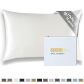 ZIMASILK 22 Momme pillowcase close-up shows silky texture for smoother hair.