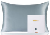 ZIMASILK pillowcase dusty blue front view highlights premium silk texture for skin-friendly sleep.