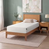 Zinus twin green tea memory foam mattress cover closeup showing breathable fabric for cooler nights