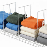 Ziroland wire shelf dividers white, 16-inch tall, keep purses and sweaters neatly stacked.