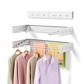 ZMBESUP upgrade wall-mounted drying rack with six hooks for compact laundry organization.