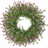 Zmtyykh Realistic 24-Inch Baby’s Breath Wreath on the front door enhances curb appeal.