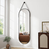 ZMYCZ oval full-length mirror with aluminum frame for a spacious dressing reflection.