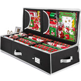 ZOBER gift wrap organizer front view showing 24-roll capacity and neat storage.