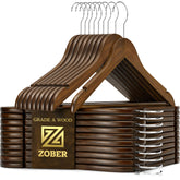 Zober wooden hangers full set on a rack showing sturdy organization for coats and jackets