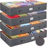 Zober under bed storage bins pack 4 with clear tops for quick item visibility.