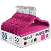 ZOBER velvet hangers closeup showing non slip grip on coats