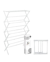 ZOES HOMEWARE 4-tier drying rack extended width in use for large laundry days.