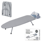 ZOES HOMEWARE ironing board tabletop with heat-reflective cover in silver enables efficient ironing.