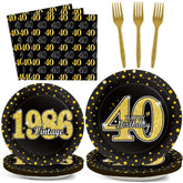 ZOIIWA 9-inch black and gold plates for an elegant party tables.