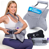 Zomaple recovery pillow with strap cushions abdominal incisions for comfortable car rides.