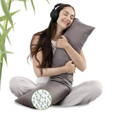 ZonLi cooling weighted pillow cover close-up showing breathable bamboo fabric for comfort.