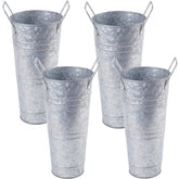 ZOOFOX galvanized metal vase close-up showing rust-resistant finish and durable construction.