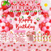 zoyvux strawberry balloon arch banner for festive birthday decor and photo moments