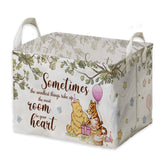 ZsaTuiy Winnie nursery basket front view with sturdy rim and adorable Winnie design