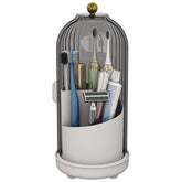 Zufudo toothbrush holder with cover and drainage bowl keeps counter dry and organized.