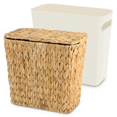 ZUNKNOD wicker trash can with lid highlights natural texture for tidy bathrooms.