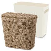 ZUNKNOD wicker waste basket with lid offers durable seagrass and concealed waste.