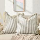 ZWJD throw pillow cover striped fringe 18x18 gray on sofa, adding texture.