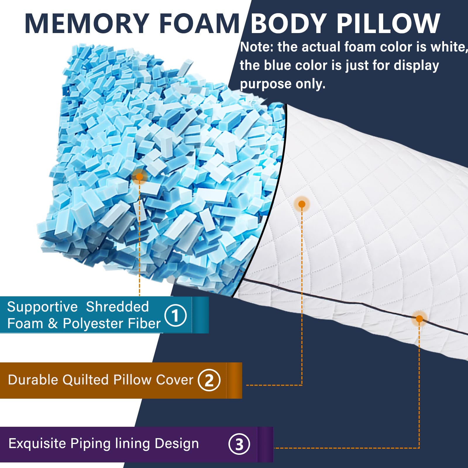 1 MIDDLE ONE shredded memory foam fill contours to your body for targeted comfort.