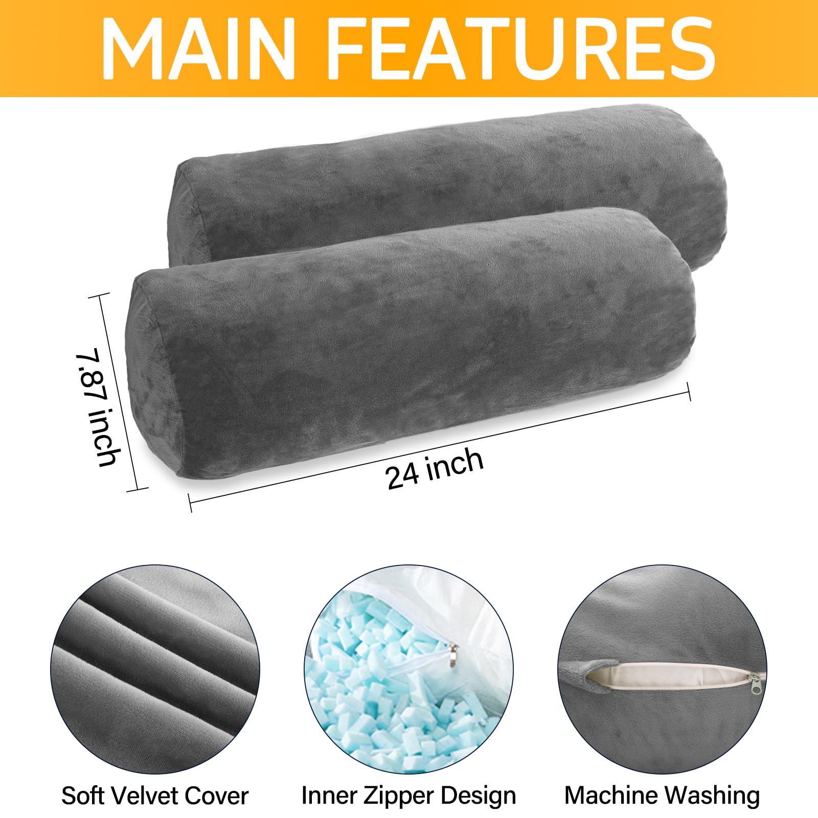 1 MIDDLE ONE round pillow with velvet cover adds elegant decor.