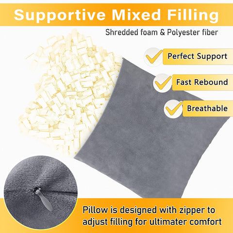 1 MIDDLE ONE memory foam fill pillow supports head and neck.