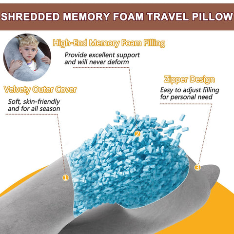 1 Middle One travel pillow relaxes neck during car and air travel.
