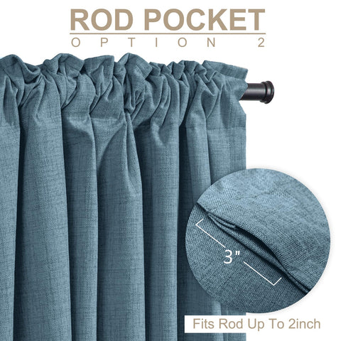 100% Blackout Shield linen curtains two-panel set providing full coverage.