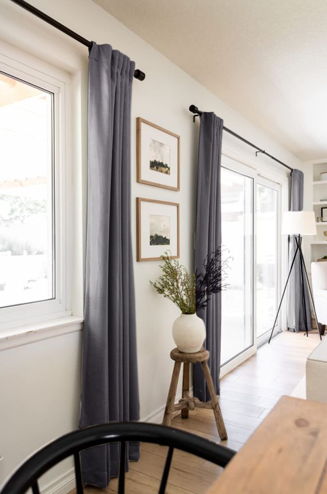 100% Blackout Shield back-tab and rod-pocket styling options shown for versatile hanging.