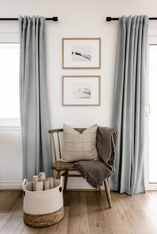 Light cream color complements modern bedroom decor with 100% Blackout Shield.