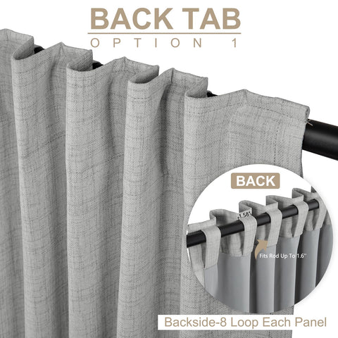 Close-up of 100% Blackout Shield linen-look fabric with soft drape.