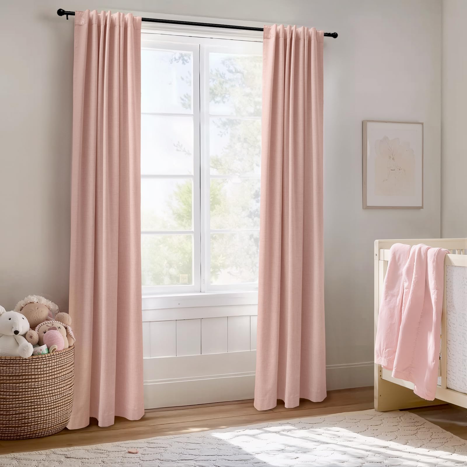 Two 100% Blackout Shield curtains packaged for delivery in a ready-to-hang setup.