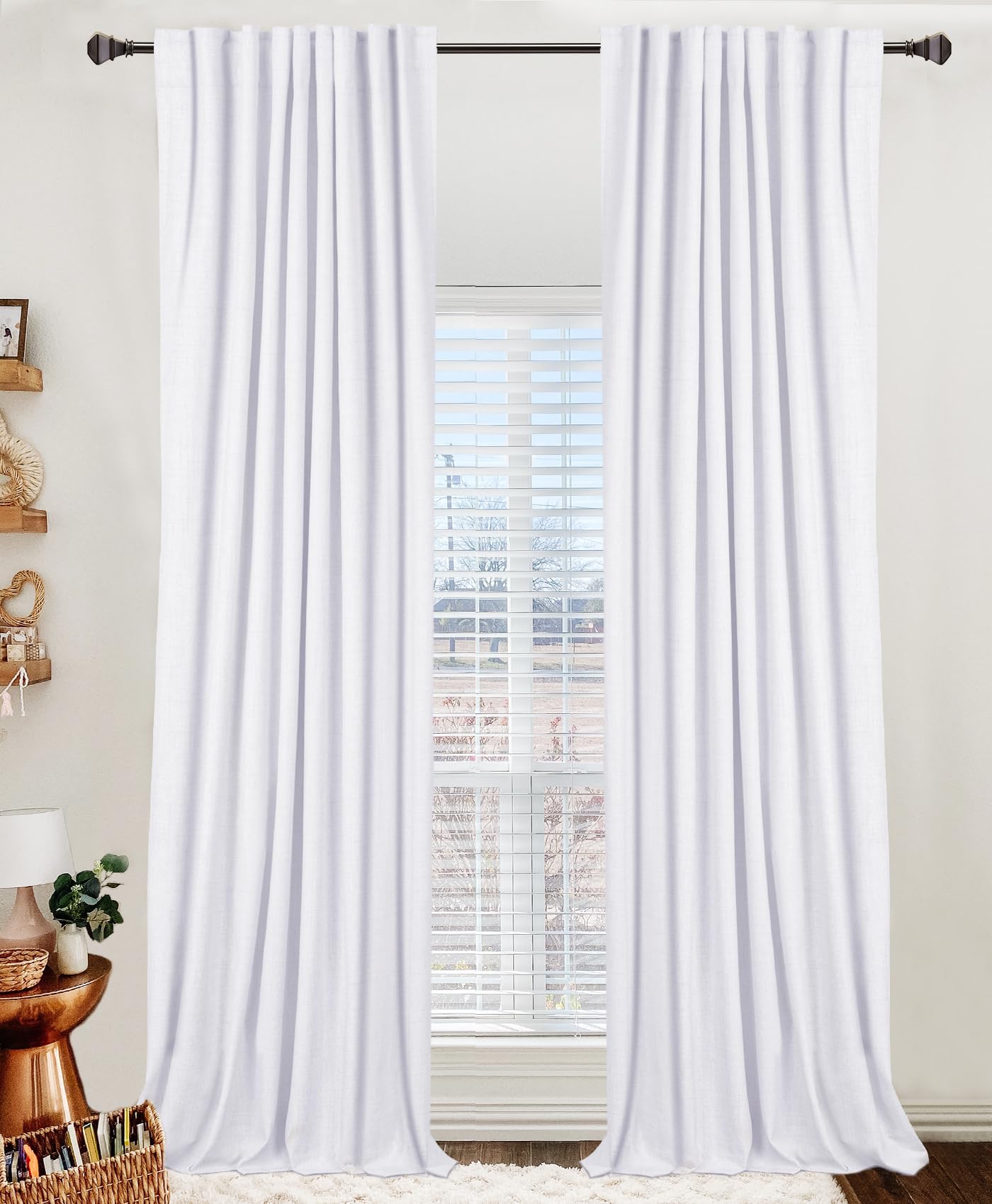 100% Blackout Shield linen curtain closed view reduces light for better sleep