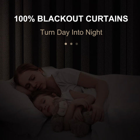 100% Blackout Shield linen curtain texture close-up shows premium drape and finish.