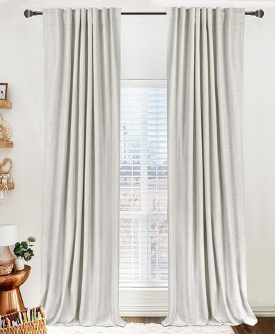 100% Blackout Shield linen curtains hung in bedroom block light and ensure privacy