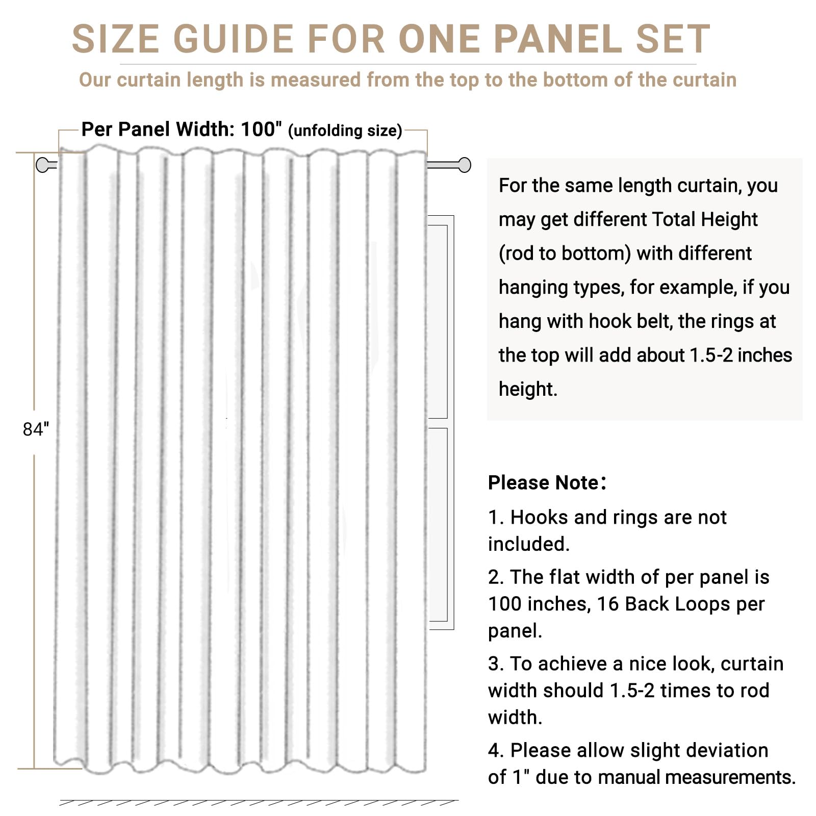 100% Blackout Shield linen curtains large 100x90 panel fits big windows.