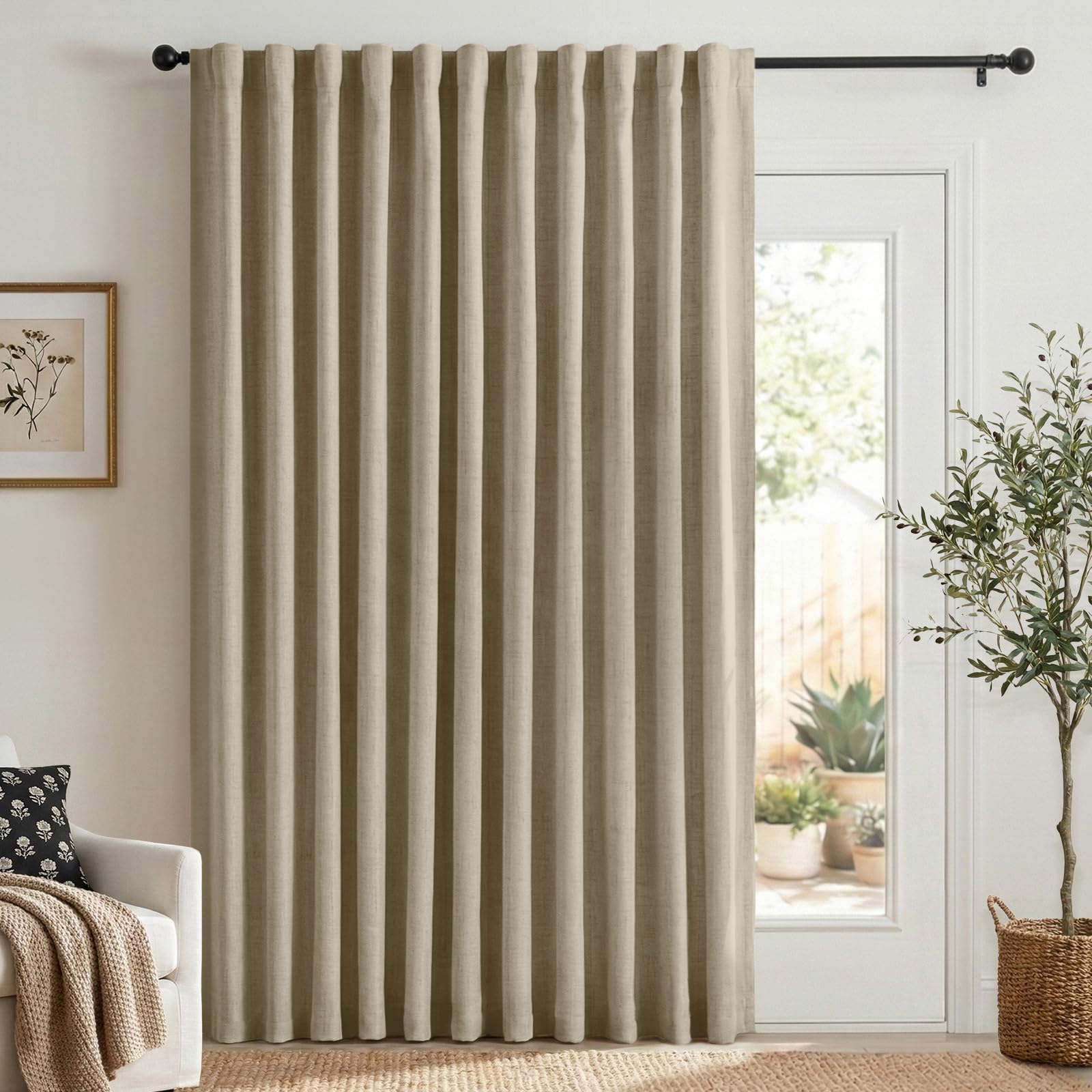 100% Blackout Shield linen curtains texture for refined living room light control