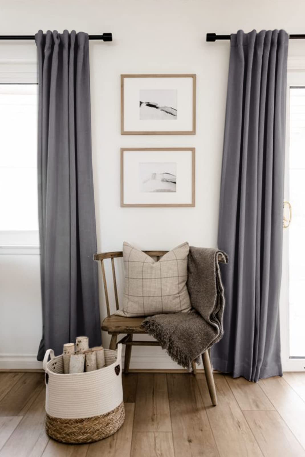 100% Blackout Shield linen-look drape conveying vintage charm with modern blackout performance.
