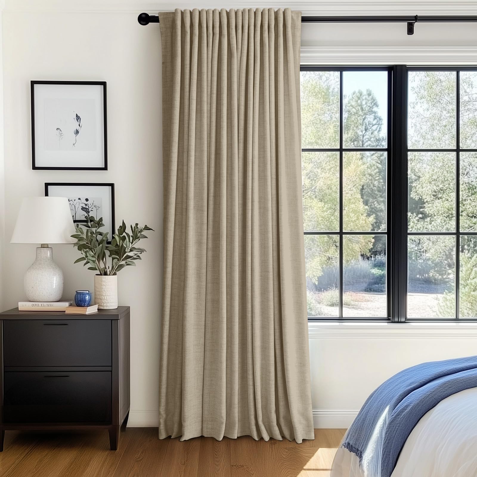 100% Blackout Shield thermal-insulated curtains help regulate indoor temperature.