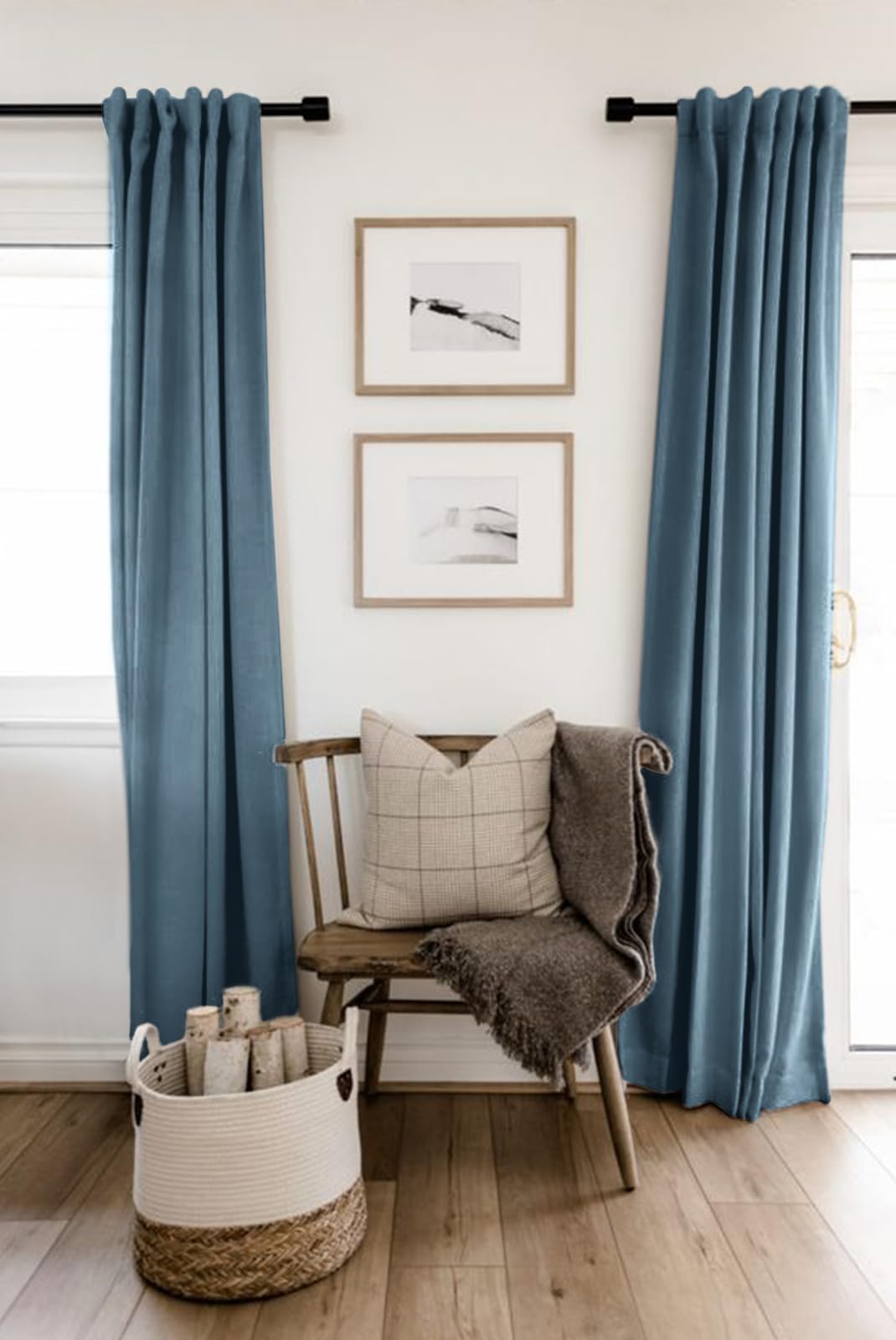 100% Blackout Shield linen curtains demonstrating thermal insulation benefit.