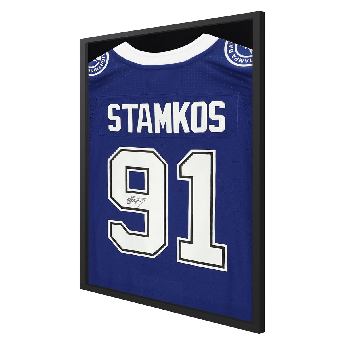 1DOT2 16x20 shadow box frame front view in pine wood for premium jersey display