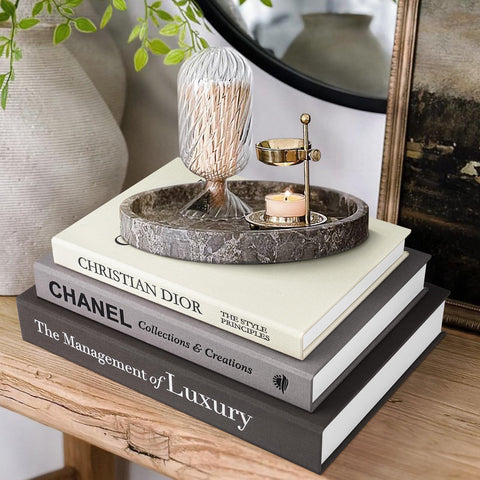 1DOT2 aesthetic decorative books set in linen hardcover displayed on a coffee table for chic decor