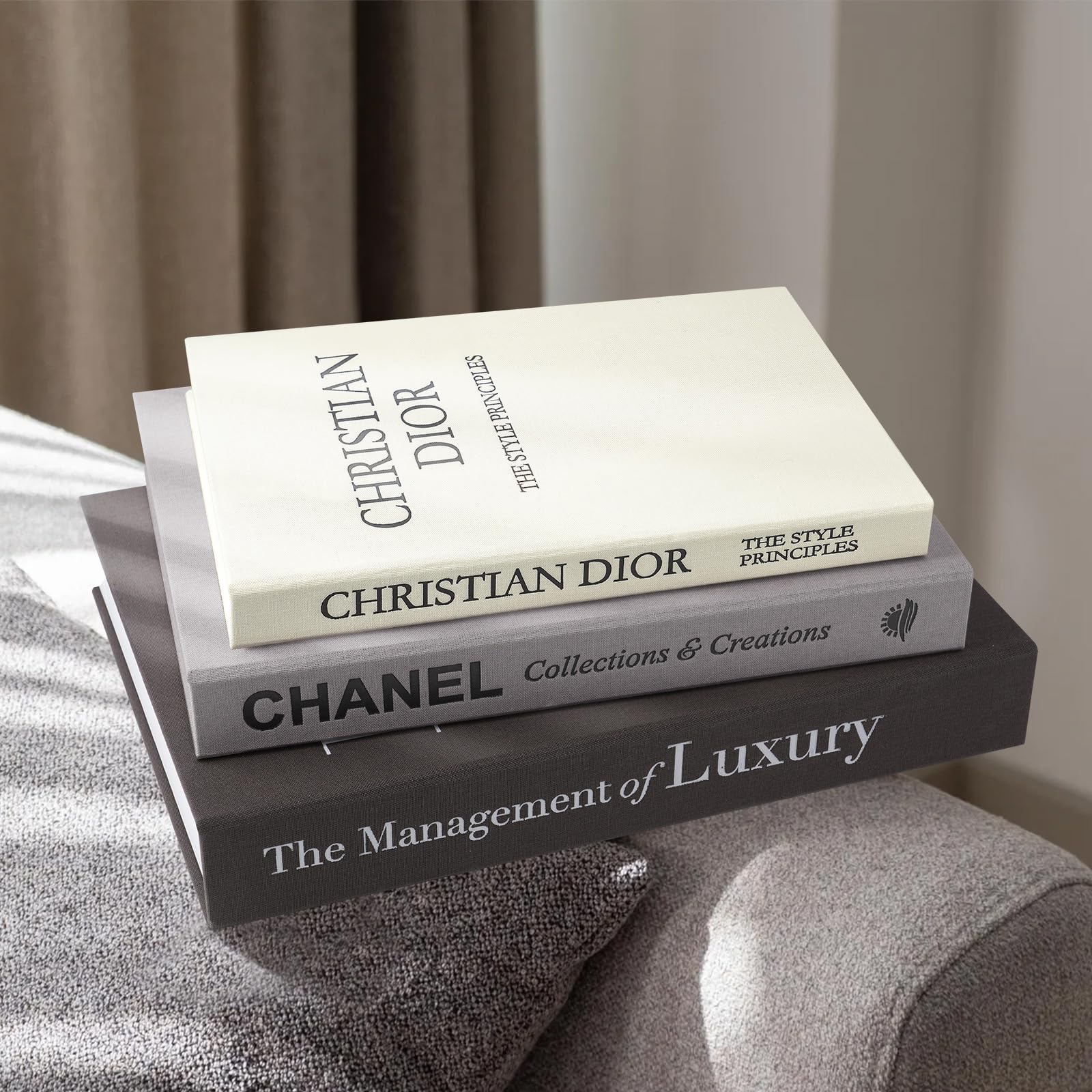 1DOT2 minimalist faux books on a coffee table showcasing minimalist living room style
