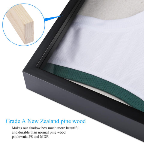 1DOT2 natural pine shadowbox backboard adds elegant display depth.